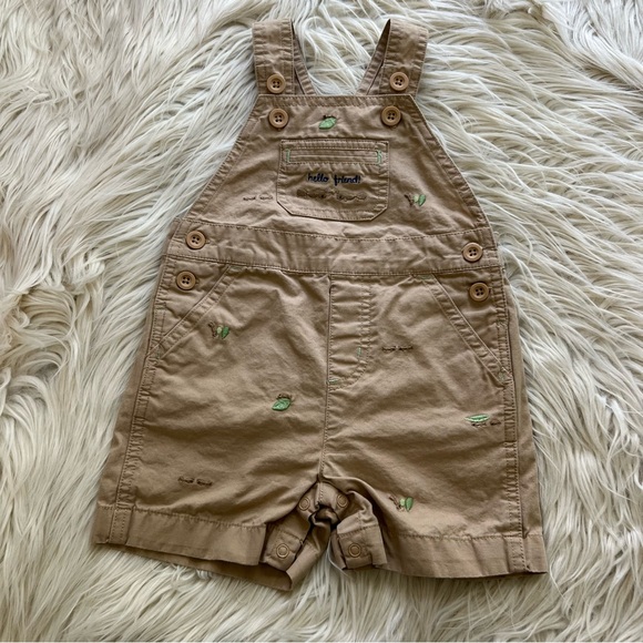 Gymboree Other - Vintage Y2K Gymboree Beige Ant Embroidered Overalls Shorts Baby Size 6-12 Months